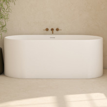 Kanso Matte White Solid Surface Freestanding Bath with Overflow